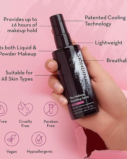 Skindinavia The Makeup Finishing Spray, Classic Makeup Setting Spray, All-Day Wear, Long-Lasting Up to 16+ Hours, Heat-Resistant & Waterproof, Cooling Fine Mist, 2.0 Oz