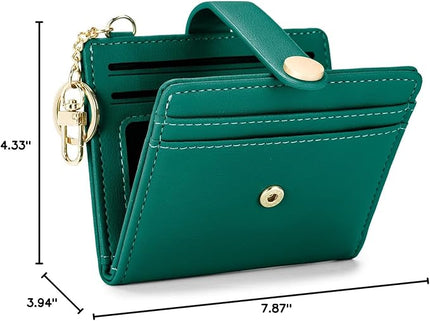POIUGOYA Slim Wallet for Women,RFID Blocking Bifold Credit Card Holder with Zipper Coin Pocket,ID Window,Keychain