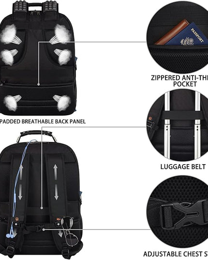Laptop Backpack, Blue, 55L Capacity, TSA Approved, Multipurpose, Convenient USB Port, Comfortable Back Design, Durable Polyester Fabric