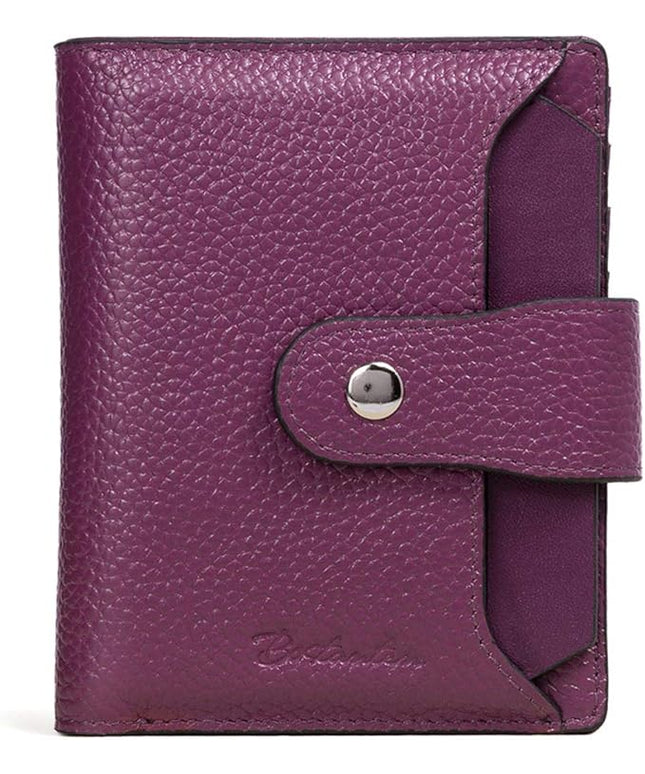 BOSTANTEN Women Leather Wallet RFID Blocking Small Bifold Zipper Pocket Wallet Card Case Purse with ID Window