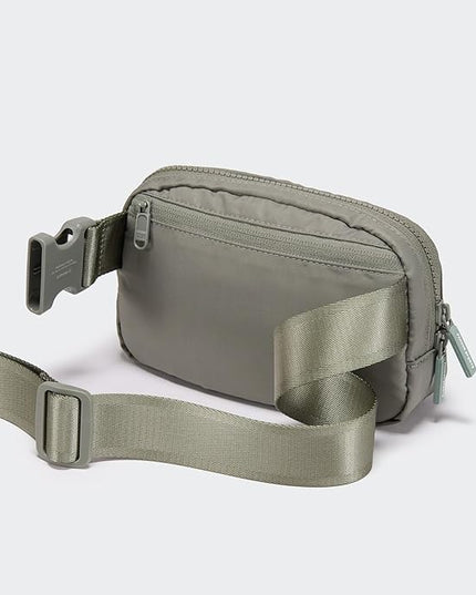 Pander Two Way Zipper Fanny Pack Nylon Everywhere Belt Bag for Women, Water Repellent Waist Packs, Crossbody Bags with Adjustable Strap (Grey Sage).