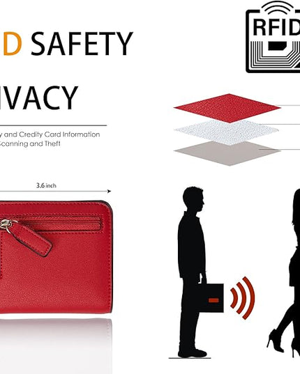 Toughergun Women’s Small Slim Leather Wallet with RFID Protection, Compact Bifold Mini Purse with Clear ID Window