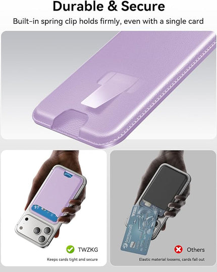 TWZKG for MagSafe Wallet, 3 Card Holder, Slim Magnetic Phone Wallet for iPhone 17/16/15/14/13/12 Pro Max Plus Air Series,RFID Blocking Vegan Leather,Purple
