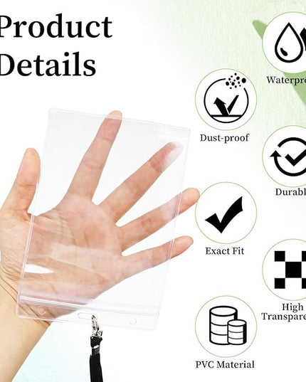 3 Pack 4x6inch Extra Large Passport Holders ID Badge PVC Card Holder with Black Lanyards, Clear Passport Cover Waterproof Lanyard Card Holder Passport Sleeve Protector for Cruise Credit Card Ticket