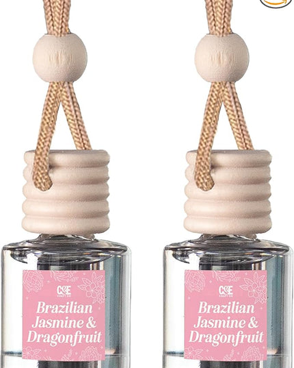 CANDECraftCo Car Air Hanging Fragrance Oil, Car Auto Freshener for Essential Oils, Scents Fragrance Aromatherapy Automobile Diffuser, Long Lasting (Braziian Jasmine & Dragonfruit)