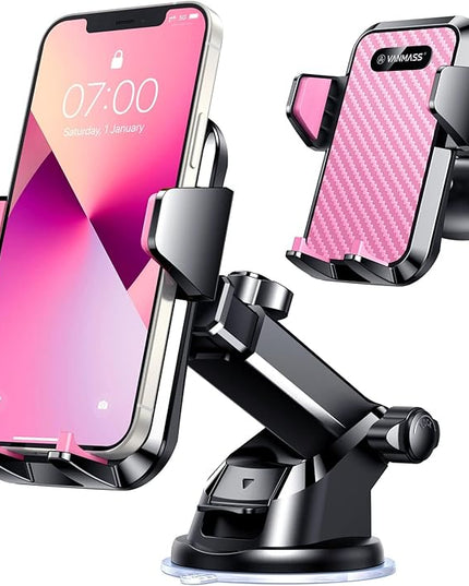 VANMASS【85+LBS Strongest Suction & Military-Grade Ultimate Car Phone Mount【Patent & Safety Certs】 Cell Phone Holder Truck for Dashboard Windshield Vent for iPhone 17 Pro Max 16 15 for Samsung, Pink