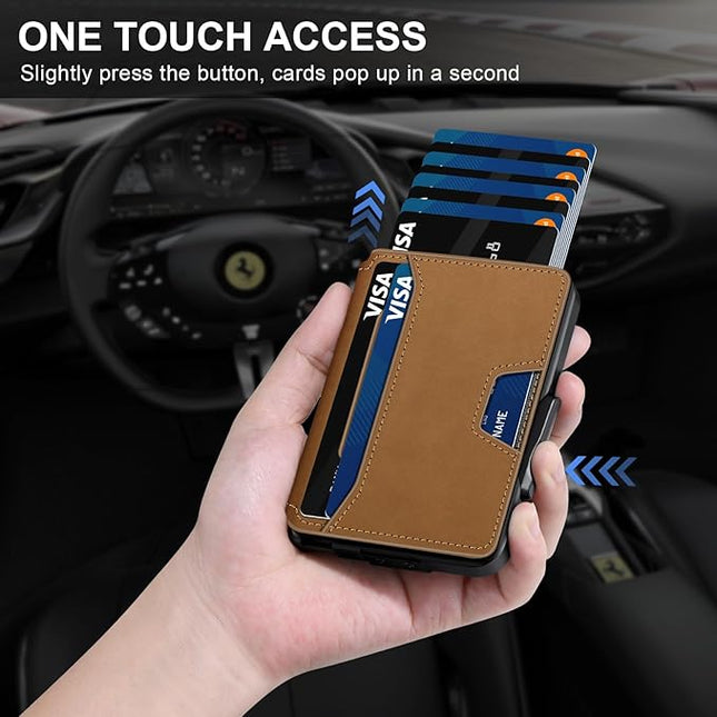 SEMORID Wallet for Men, Mens Wallet Minimalist Slim Wallet, RFID Blocking Smart Pop Up Wallet with Money Clip & ID Window, Metal Compact Wallet, Aluminum Credit Card Holder Wallet
