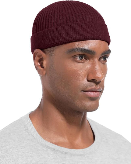 Short Fisherman Beanie for Men Women, Wool Knit Cuff Warm Winter Hats, Trawler Beanie Watch Caps Soft Skullcap