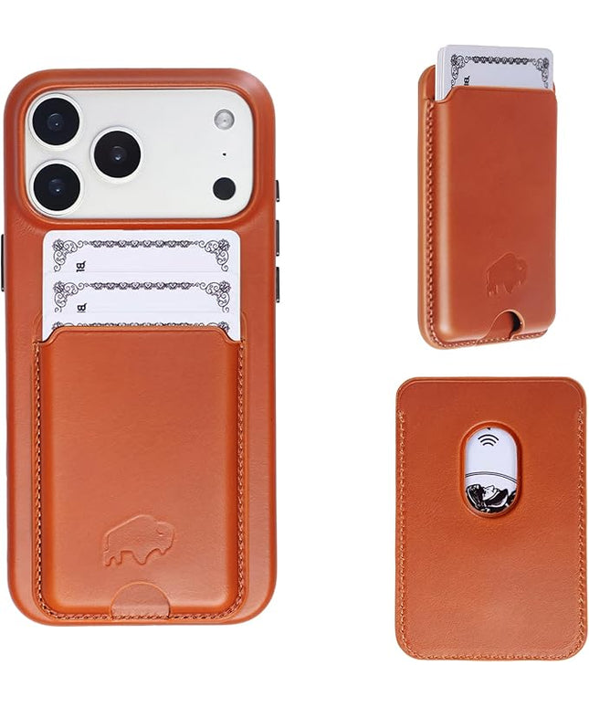 BLACKBROOK Leather Wallet for MagSafe, Duke Slim Full Grain Leather Card Holder, Holds up to 3 Cards, RFID Protection & Easy Access