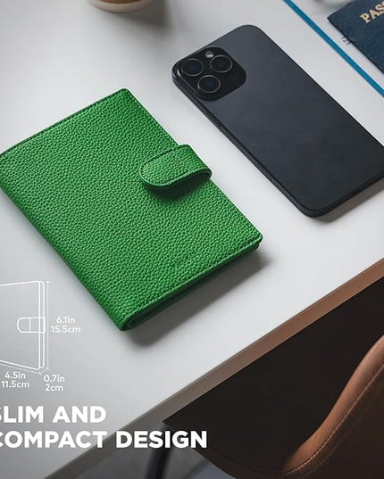 VULKIT Leather Passport Wallet for 2 Passports Slim Double Passport Holder RFID Blocking Passport Travel Wallet with ID Window for Women