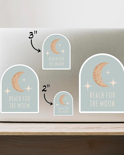 (3PCS) Reach for The Moon Stars Sticker for Phone Tablet Laptop Car Truck Window | 3" Sticker