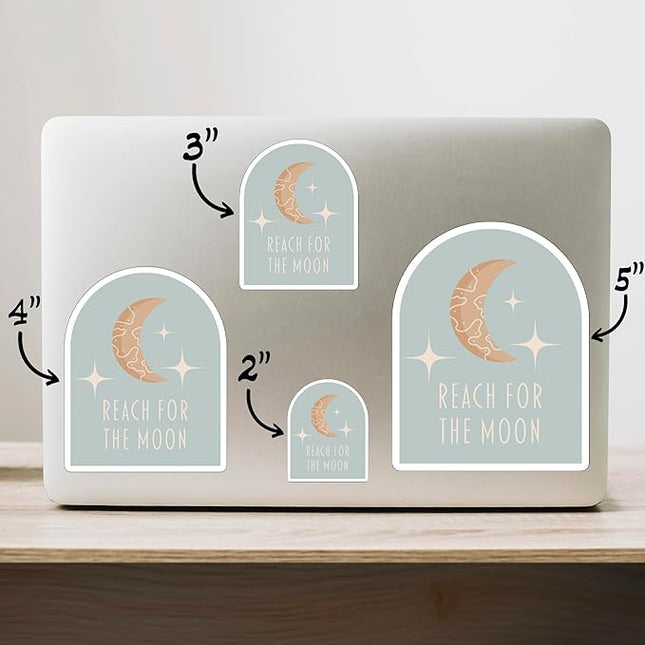 (3PCS) Reach for The Moon Stars Sticker for Phone Tablet Laptop Car Truck Window | 2" Sticker