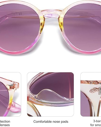 SOJOS Retro Round Polarized Sunglasses for Women Men Classic Vintage Sunnies SJ2069