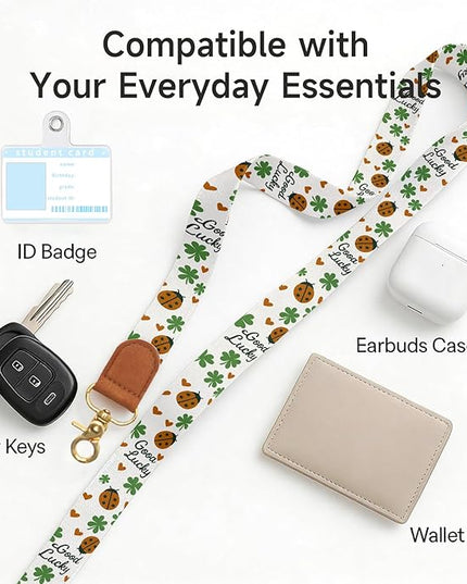 Cell Phone Lanyard Crossbody with Wrist Strap, Adjustable Lucky Ladybug Phone Lanyard Wrist for Phones, Car Keys, Wallet and ID Badge – Universal Set