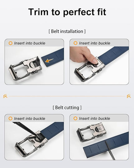 JUKMO 1.5" (38mm) Leather Ratchet Belt for Men in Gift Box