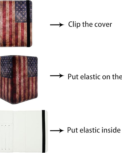 Passport Holder for Women and Men PU Leather Passport Cover for Travel (American Flag)