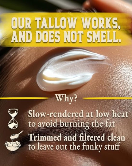Organic Beef Tallow for Skin - 4 OZ (Citrus) — Grass Fed Beef Tallow for face + Body — US-Made Whipped Tallow and Honey Balm Moisturizer for Dry and Sensitive Skin, Eczema, Rosacea (No Additives)
