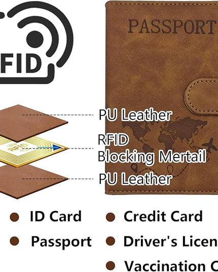 2 Pack RFID Blocking Passport Holder for Travel Essentials Premium Passport Wallet Cover for Women,Men,Passport Holder for Travel