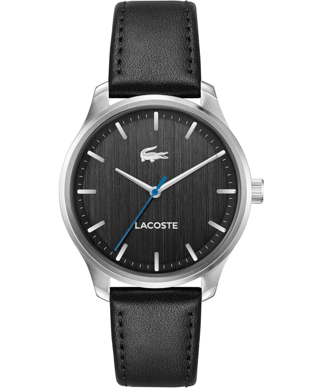 Lacoste Lisbon Men’s Quartz Watch - Three-Hand Sunray Dial with Stick Indexes, Polished Case, Crocodile Logo - Modern, Classic Timepiece - Gift for Him 42mm