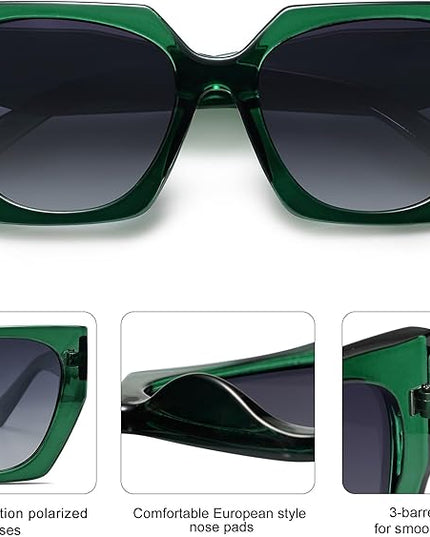 SOJOS Large Oversized Polarized Sunglasses for Women, Big Designer Womens Trendy Square Shades SJ2205