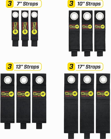 Heavy-Duty Wrap-It Storage Straps (Assorted 12 Pack) - Hanging Extension Cord Organizer for Cable Management and Storage on Garage Wall, RV Gadgets and Appliances