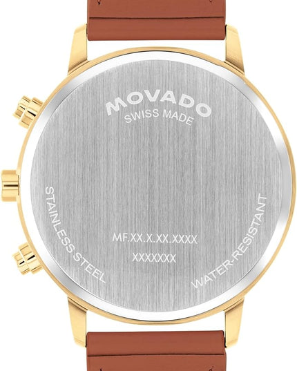 Movado Face Watch - Swiss Quartz Chronograph, Leather Strap - Classic, Timeless Luxury Fashion Timepiece for Him or Her - 43mm