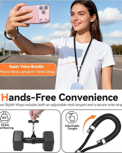 4-IN-1 Phone Lanyard + Wrist Strap, 2PCS Adjustable Length Cell Phone Lanyard with 2 Tether Tabs for iPhone,Smartphones