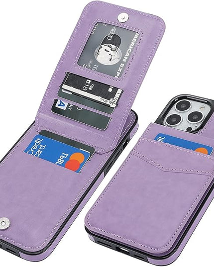 KIHUWEY Compatible with iPhone 13 Pro Max Case Wallet with Credit Card Holder, Premium Leather Magnetic Clasp Kickstand Heavy Duty Protective Cover for iPhone 13 Pro Max 6.7 Inch(Purple)