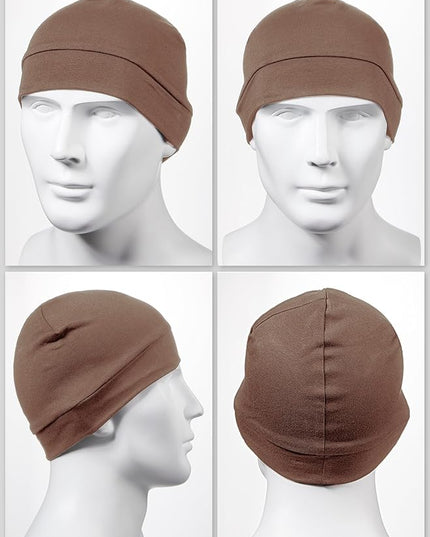 Syhood 4 Pcs Cotton Skull Caps for Men Women Breathable Beanie Thin Sleep Hat Night Running Cap Helmet Liner for Cycling Gym