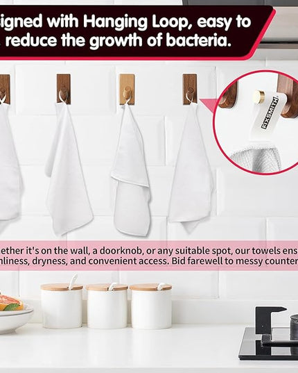 FIXSMITH White Microfiber Cleaning Cloth -Pack of 24, Highly Absorbent Cleaning Rags, 16"X12" All Purpose Cleaning Towels for Housekeeping, Kitchen, Car, Lint Free and Reusable Microfiber Towels