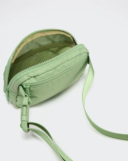 Pander Two Way Zipper Fanny Pack Nylon Everywhere Belt Bag for Women, Water Repellent Waist Packs, Crossbody Bags with Adjustable Strap. (Green Asparagus)
