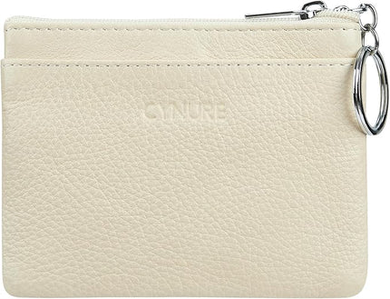 Women's Genuine Leather Coin Purse Mini Pouch Change Wallet with Keychain