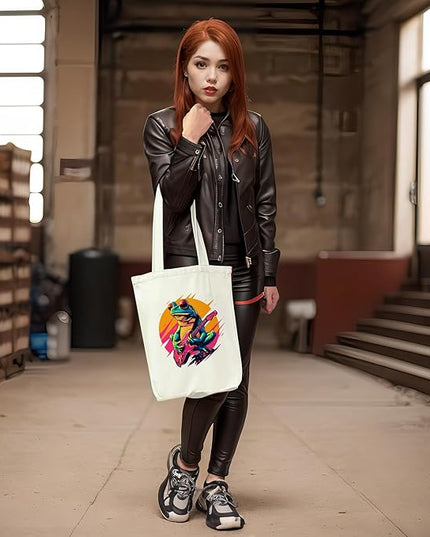 Tote Bag for Women, Reusable Zippered Canvas Bag with Handles Pocket Thick Canvas, for Grocery Shopping Beach Gift