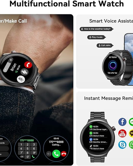 Smart Watches for Men, 120-Day Battery with 1000mAh Charging Case, 1.85" Ultra Large Display, Military Smart Watch Answer/Make Calls, 24/7 Heart & Sleep Monitor, Compatible with Android & iOS