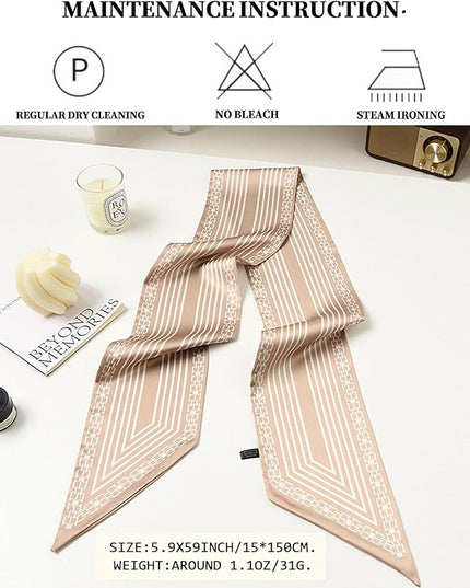 Head Scarf Purse Handle Neck Satin Hair Scarfs For Bag Lightweight Silky Long Thin Women's Fashion Scarves 59 * 5.9”