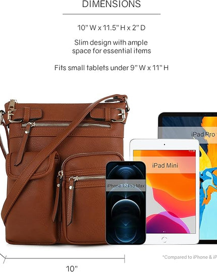 SG SUGU Katie Lightweight Medium Crossbody Bag Shoulder Bag with Multi Pocket for Women