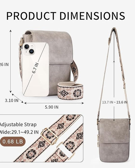 APHISON Small Crossbody Bags for Women Trendy, Leather Phone Wallet Purses Handbags Card Slots with Adjustable Guitar Strap