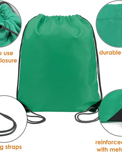 BeeGreen Drawstring Backpack Bags 20,30,50 Packs Reflective String Bags for Gym Sport Trip Cinch Sack DIY for Women Men