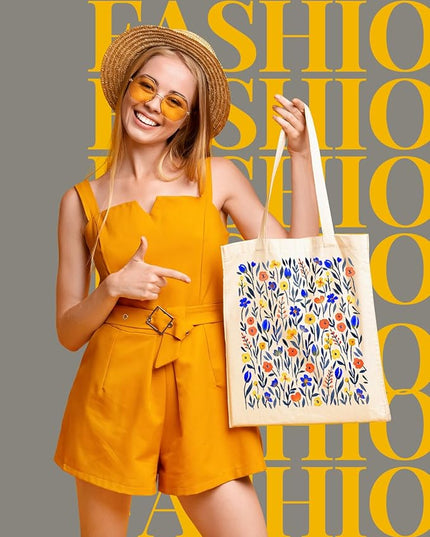 AUSVKAI Canvas Tote Bag for Women, Aesthetic Cute Grocery Grocery Reusable Cotton Gift Bag for Shooping Beach Trendy Gifts