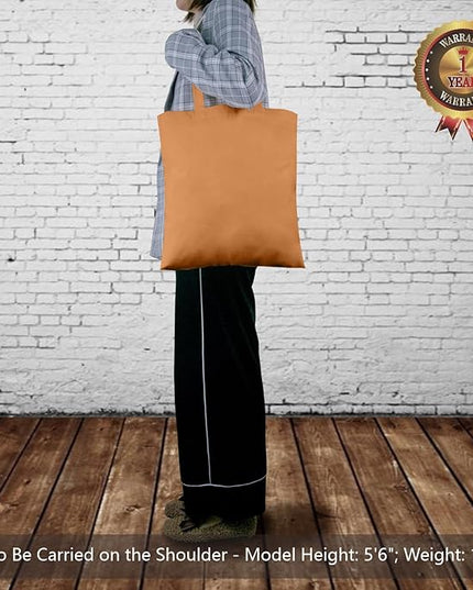 TOPDesign 12-Pack Economical 16"x15" Khaki Cotton Tote Bags, Lightweight Medium Reusable Grocery Shopping Cloth Bags, Suitable for DIY, Advertising, Promotion, Gift, Activity