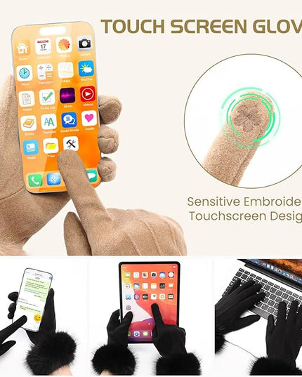 Clothirily Winter Gloves for Women, Touchscreen Texting Winter Gloves Women, Fleece Lined Warm Winter Glove for Cold Weather