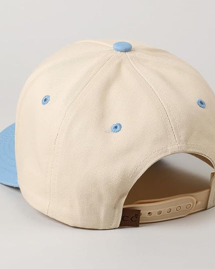 MIRMARU Two-Tone Vintage Canvas Trucker Hats for Men & Women, Adjustable Size Baseball Caps with Trendy Embroidered Design