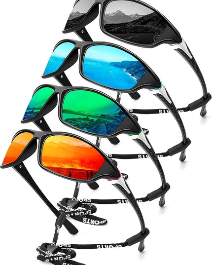 KALIYADI 4 Pack Polarized Sunglasses-Men Sports Sun-glasses: Mens Sunglasses UV Protection for Fishing Driving Cycling