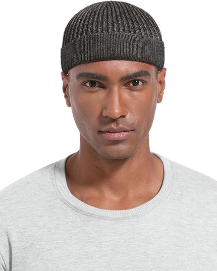 Short Fisherman Beanie for Men Women, Wool Knit Cuff Warm Winter Hats, Trawler Beanie Watch Caps Soft Skullcap