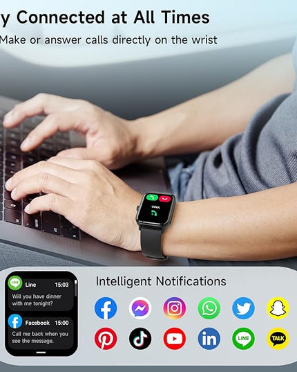 Smart Watches for Men Women, Alexa Built-in, 1.8" Smartwatch with Heart Rate/SpO2/Sleep/Stress, IP68 Waterproof Fitness Tracker with Bluetooth Call (Answer/Make), 101+ Sports Modes, for Android iPhone