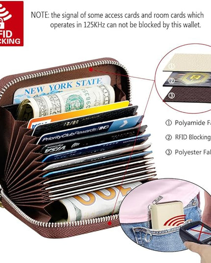 FurArt Zipper Wallet Women, RFID Blocking Credit Card Wallet, Business Card Holder, Compact Size KeyChain Wallet