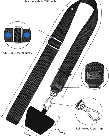 SHANSHUI Phone Lanyard, 4x Durable Pads and 2x Adjustable Phone Lanyard Crossboy Neck Phone Strap Compatible for iPhone, Samsung Galaxy and All Most Smartphones
