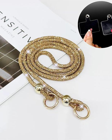 Crystal Phone Lanyard for Women Sparkling Crossbody Phone Strap with Full Rhinestone Bling Anti-Theft Phone Strap