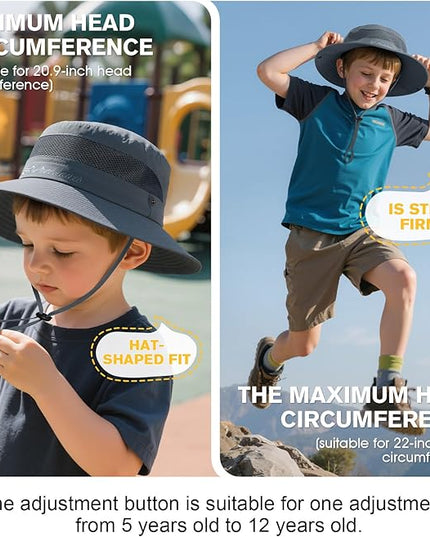 Century Star Outdoor Kids Sun Hat UPF 50+ Quick Dry Adjustable Bucket Hat Windproof Waterproof Beach Fishing Safari Hat
