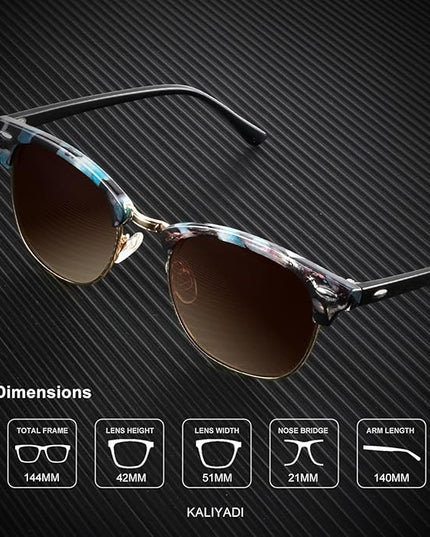 KALIYADI Polarized Sunglasses for Men and Women Semi-Rimless Frame Driving Sun glasses UV Blocking